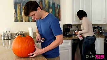 Teen Girl Rides Stepbrother'S Pumpkin In Doggystyle