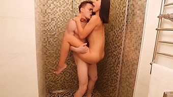 Cum-Hungry Brunette Gets Fucked In The Shower By A Big Dick