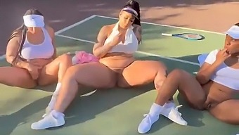 Threesome With Tennis-Themed Female Ejaculation