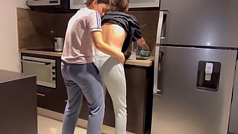 A Wife'S Steamy Kitchen Encounter Leads To Intense Orgasm Before Her Stepmom Arrives