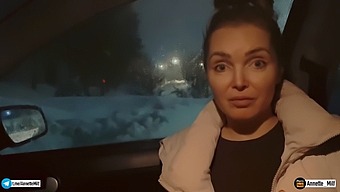 Russian Babe Enjoys Public Sex In Car